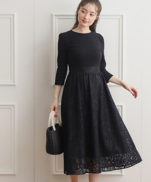 couture brooch(クチュールブローチ)の「◆レースドッキングワンピース(ワンピース・レディース・オフホワイト/ライトグレー/ブラック・36/38/42)」の19枚目の写真