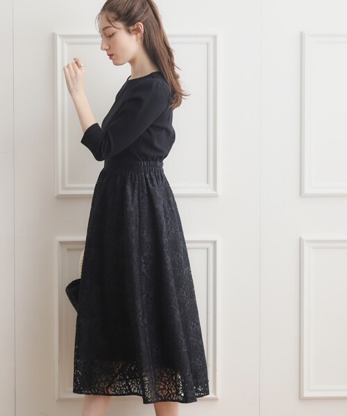 couture brooch(クチュールブローチ)の「◆レースドッキングワンピース(ワンピース・レディース・オフホワイト/ライトグレー/ブラック・36/38/42)」の20枚目の写真