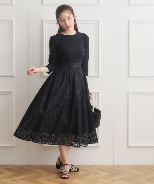 couture brooch(クチュールブローチ)の「◆レースドッキングワンピース(ワンピース・レディース・オフホワイト/ライトグレー/ブラック・36/38/42)」の22枚目の写真