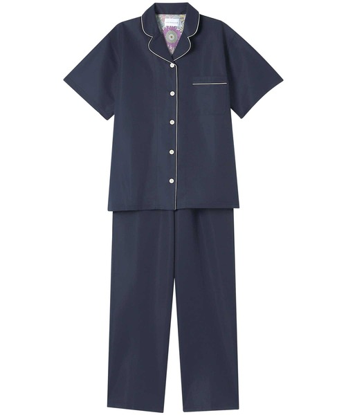 une nana cool（ウンナナクール）の「MADE WITH LIBERTY FABRIC 綿混エアリー天竺 半袖パジャマ（ルームウェア/パジャマ・レディース・ネイビー/アッシュグレー/マスタード/サファリグリーン/ライトベージュ/グレイッシュベージュ/サーモンピンク/ライトピンク/ベージュ/ブラック/ホワイト・M/L）」の8枚目の写真