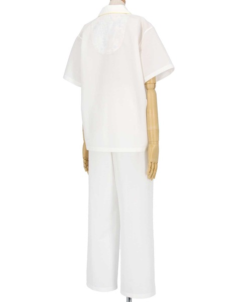 une nana cool（ウンナナクール）の「MADE WITH LIBERTY FABRIC 綿混エアリー天竺 半袖パジャマ（ルームウェア/パジャマ・レディース・ネイビー/アッシュグレー/マスタード/サファリグリーン/ライトベージュ/グレイッシュベージュ/サーモンピンク/ライトピンク/ベージュ/ブラック/ホワイト・M/L）」の15枚目の写真