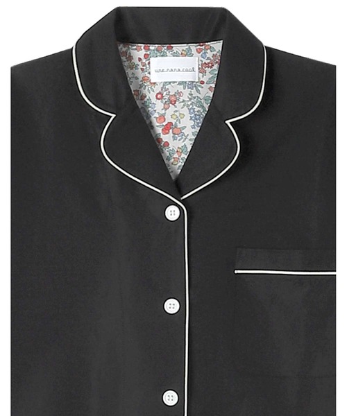 une nana cool（ウンナナクール）の「MADE WITH LIBERTY FABRIC 綿混エアリー天竺 半袖パジャマ（ルームウェア/パジャマ・レディース・ネイビー/アッシュグレー/マスタード/サファリグリーン/ライトベージュ/グレイッシュベージュ/サーモンピンク/ライトピンク/ベージュ/ブラック/ホワイト・M/L）」の16枚目の写真
