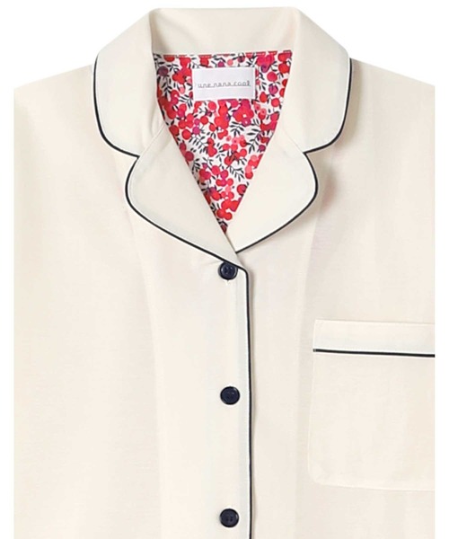 une nana cool（ウンナナクール）の「MADE WITH LIBERTY FABRIC 綿混エアリー天竺 半袖パジャマ（ルームウェア/パジャマ・レディース・ネイビー/アッシュグレー/マスタード/サファリグリーン/ライトベージュ/グレイッシュベージュ/サーモンピンク/ライトピンク/ベージュ/ブラック/ホワイト・M/L）」の22枚目の写真