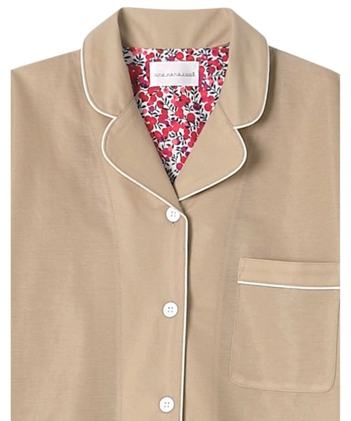 une nana cool（ウンナナクール）の「MADE WITH LIBERTY FABRIC 綿混エアリー天竺 半袖パジャマ（ルームウェア/パジャマ・レディース・ネイビー/アッシュグレー/マスタード/サファリグリーン/ライトベージュ/グレイッシュベージュ/サーモンピンク/ライトピンク/ベージュ/ブラック/ホワイト・M/L）」の20枚目の写真