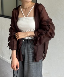 Thevon | ラメワッシャー袖シャーリングシアーシャツ(シャツ/ブラウス)