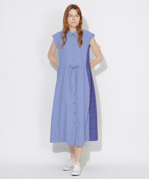 CB CRESTBRIDGE（シービークレストブリッジ）の「フレンチスリーブブラウジングシャツワンピース（ワンピース・レディース・グリーン系その他2/ホワイト系その他/ブルー系その他3/ブラック・M/S）」の22枚目の写真
