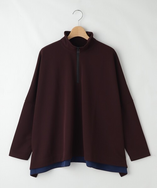 &Bridge(アンドブリッジ)の「seeset(シーセット) ハーフジップオーバープルオーバー(Tシャツ/カットソー・レディース・ブラウン系・99)」の1枚目の写真