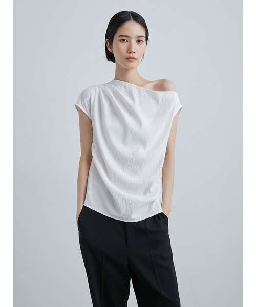 MIESROHE（ミースロエ）の「ｱｼﾒﾀｯｸﾄﾞﾚｰﾌﾟﾌﾞﾗｳｽ（Tシャツ