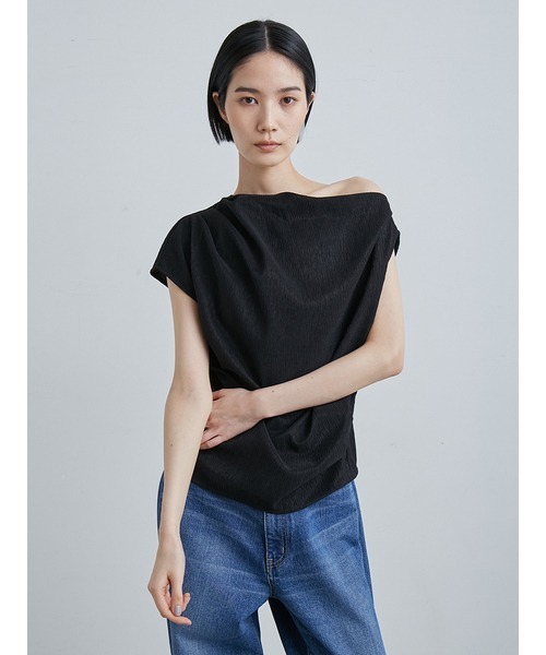MIESROHE（ミースロエ）の「ｱｼﾒﾀｯｸﾄﾞﾚｰﾌﾟﾌﾞﾗｳｽ（Tシャツ