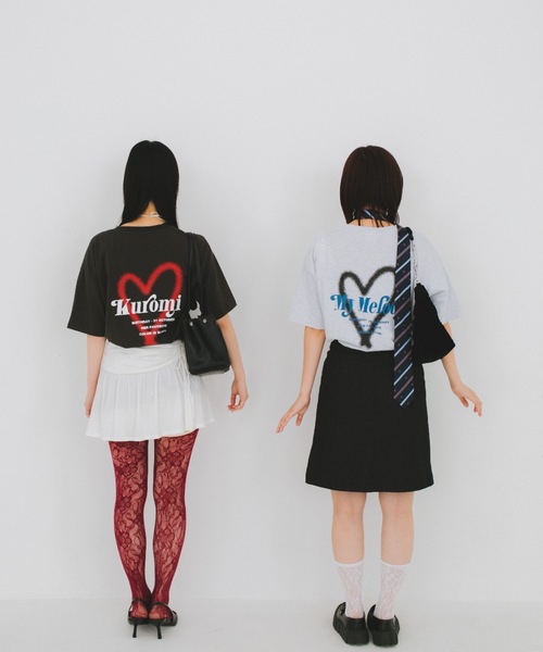 nemne store（ネンネストア）の「【nemne store × My Melody & Kuromiコラボアイテム】ハートモチーフTシャツ（Tシャツ/カットソー・レディース・ブラック/オートミール・SMALL/MEDIUM）」の16枚目の写真