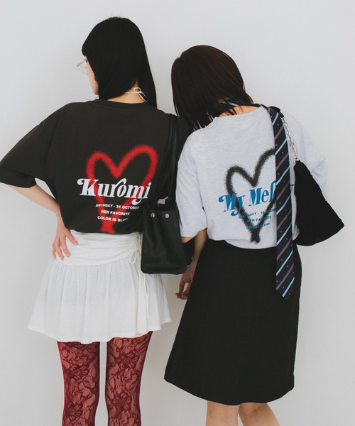 nemne store（ネンネストア）の「【nemne store × My Melody & Kuromiコラボアイテム】ハートモチーフTシャツ（Tシャツ/カットソー・レディース・ブラック/オートミール・SMALL/MEDIUM）」の17枚目の写真