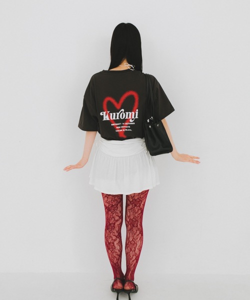 nemne store（ネンネストア）の「【nemne store × My Melody & Kuromiコラボアイテム】ハートモチーフTシャツ（Tシャツ/カットソー・レディース・ブラック/オートミール・SMALL/MEDIUM）」の13枚目の写真