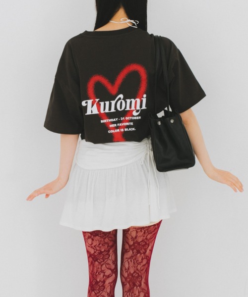 nemne store（ネンネストア）の「【nemne store × My Melody & Kuromiコラボアイテム】ハートモチーフTシャツ（Tシャツ/カットソー・レディース・ブラック/オートミール・SMALL/MEDIUM）」の7枚目の写真