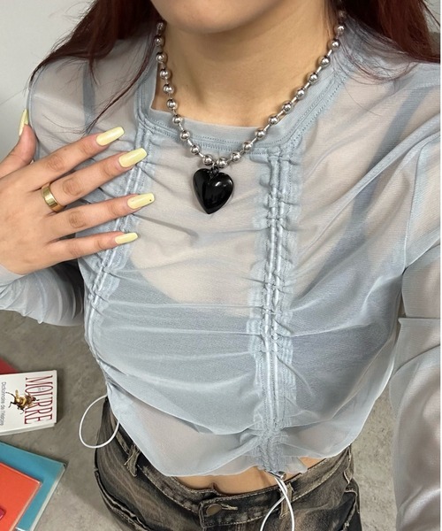 WHO'S WHO gallery(フーズフーギャラリー)の「クリアハートネックレス(ネックレス・レディース・クリア/ブラック・FREE)」の4枚目の写真