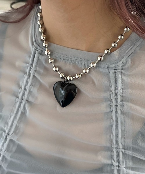 WHO'S WHO gallery(フーズフーギャラリー)の「クリアハートネックレス(ネックレス・レディース・クリア/ブラック・FREE)」の6枚目の写真