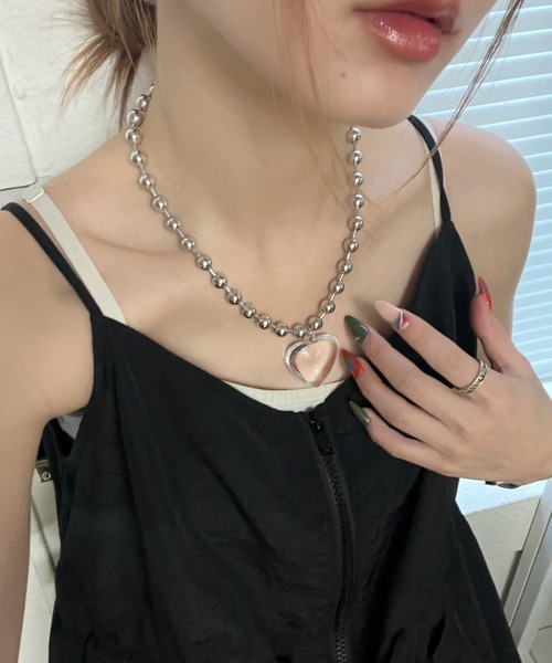 WHO'S WHO gallery(フーズフーギャラリー)の「クリアハートネックレス(ネックレス・レディース・クリア/ブラック・FREE)」の7枚目の写真