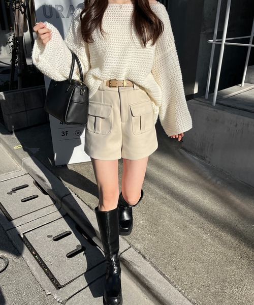 RiLi(リリ)の「Aラインデザイン編みニット【RL】(ニット/セーター・レディース・アイボリー・FREE)」の3枚目の写真