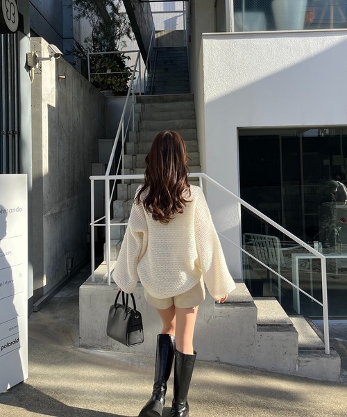 RiLi(リリ)の「Aラインデザイン編みニット【RL】(ニット/セーター・レディース・アイボリー・FREE)」の6枚目の写真