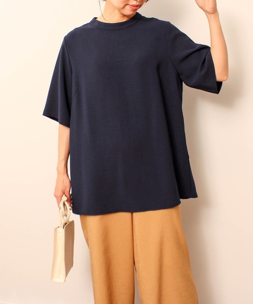 fleur by mint breeze(フルールバイミントブリーズ)の「【L~5L 大きいサイズ】 リネンライク ティアード バック フリル 半袖 ブラウス(シャツ/ブラウス・レディース・サーモンピンク/グリーン/ネイビー・3L/4L/5L/LL/L)」の13枚目の写真