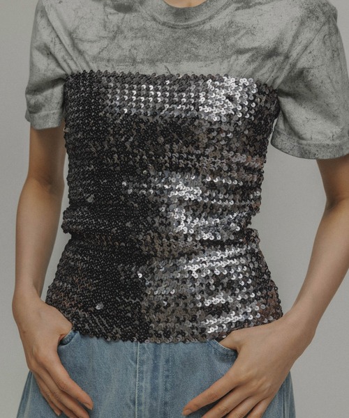 M TO R（ムウトアール）の「［TOPS］NEW SEQUINS BARETOP（チューブトップ・レディース・ブラック/グレー・FREE）」の8枚目の写真