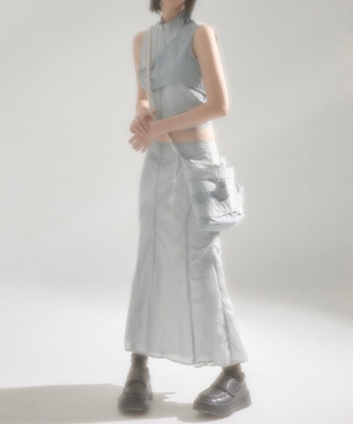 FLAREUP(フレアアップ)の「韓国ブランド FLAREUP フレアアップ E96 Handmade Layered Bag レイヤードバッグ ナイロンバッグ 肩掛けバッグ クロスバッグ ロープバッグ 大容量バッグ カバン 韓国ファッション ストリートファッション テック系ファッション(ショルダーバッグ・レディース・ブラック/ブルーグレー・ONE SIZE)」の12枚目の写真