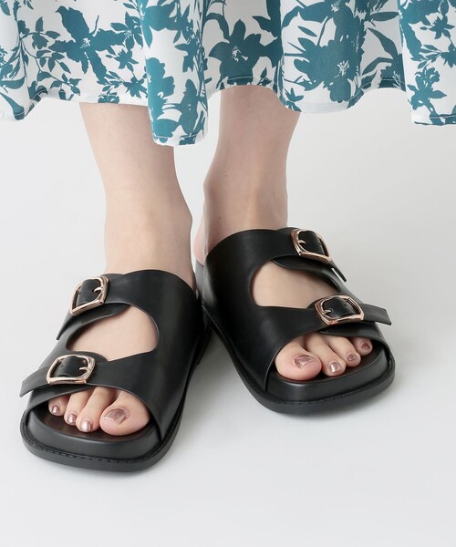 Afternoon Tea（アフタヌーンティー）の「ダブルベルトサンダル（サンダル・レディース・ブラック・LARGE/MEDIUM）」の2枚目の写真