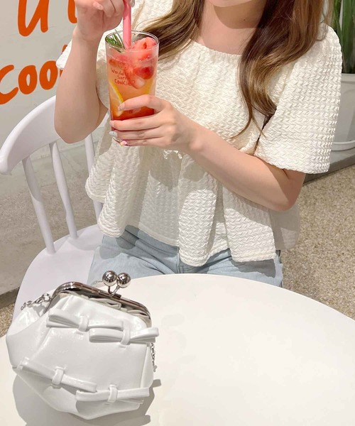 frunco(フランコ)の「袖バルーンペプラムブラウス(シャツ/ブラウス・レディース・ホワイト/ピンク・MEDIUM)」の8枚目の写真