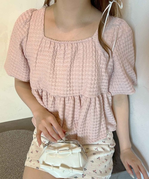 frunco(フランコ)の「袖バルーンペプラムブラウス(シャツ/ブラウス・レディース・ホワイト/ピンク・MEDIUM)」の12枚目の写真