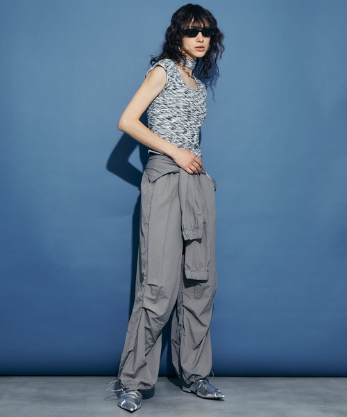 uyu.（ウユ）の「2way Waist Wrap Wide Pants / 2wayウエストラップワイドパンツ【uyu.】（カーゴパンツ・レディース・ブラック/ピンク/グレー・FREE）」の9枚目の写真