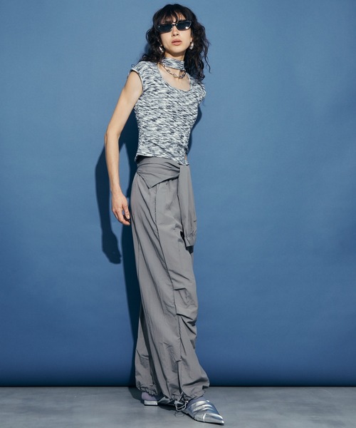 uyu.（ウユ）の「2way Waist Wrap Wide Pants / 2wayウエストラップワイドパンツ【uyu.】（カーゴパンツ・レディース・ブラック/ピンク/グレー・FREE）」の10枚目の写真