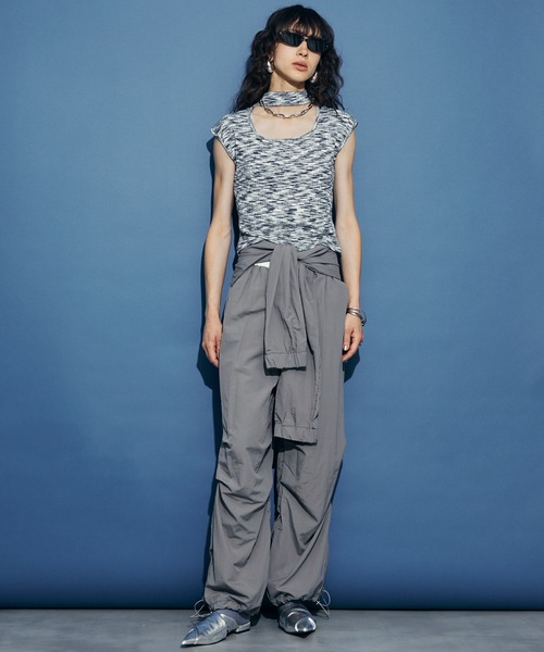 uyu.（ウユ）の「2way Waist Wrap Wide Pants / 2wayウエストラップワイドパンツ【uyu.】（カーゴパンツ・レディース・ブラック/ピンク/グレー・FREE）」の11枚目の写真