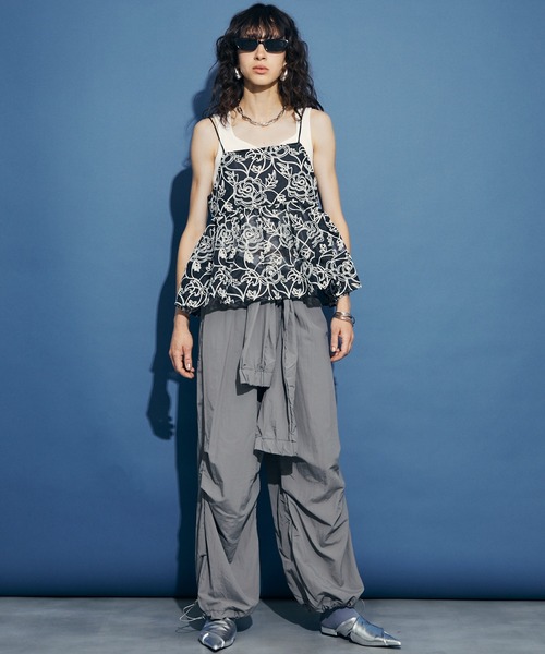 uyu.（ウユ）の「2way Waist Wrap Wide Pants / 2wayウエストラップワイドパンツ【uyu.】（カーゴパンツ・レディース・ブラック/ピンク/グレー・FREE）」の7枚目の写真