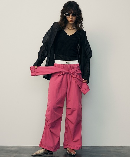 uyu.（ウユ）の「2way Waist Wrap Wide Pants / 2wayウエストラップワイドパンツ【uyu.】（カーゴパンツ・レディース・ブラック/ピンク/グレー・FREE）」の18枚目の写真