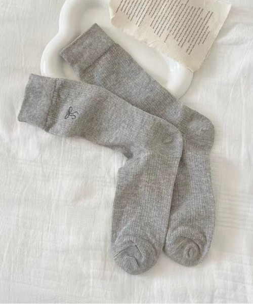 Chick(チック)の「▲RibbonSox / リボンソックス(ソックス/靴下・レディース・ブラック/グレー/ピンク/アイボリー/ホワイト・FREE)」の4枚目の写真