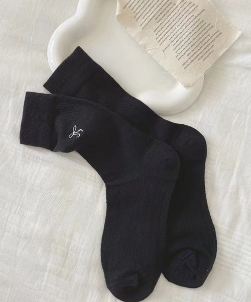 Chick(チック)の「▲RibbonSox / リボンソックス(ソックス/靴下・レディース・ブラック/グレー/ピンク/アイボリー/ホワイト・FREE)」の3枚目の写真