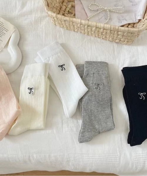 Chick(チック)の「▲RibbonSox / リボンソックス(ソックス/靴下・レディース・ブラック/グレー/ピンク/アイボリー/ホワイト・FREE)」の21枚目の写真