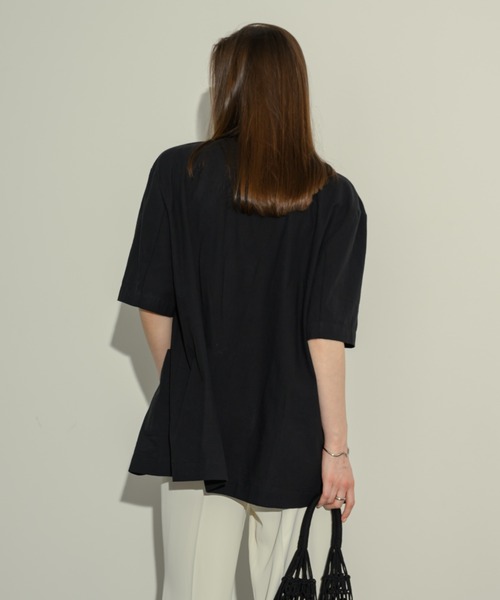 NEUNA（ヌナ）の「リネンライクハーフスリーブジャケット【リネンライクミニスカートとのセットアップもおすすめ！】（テーラードジャケット・レディース・ブラック/アイボリー/ブラウン・FREE）」の9枚目の写真