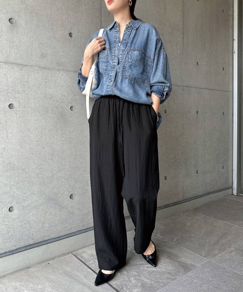 セール】【新色追加】リネンブレンドイージーワイドパンツ（その他
