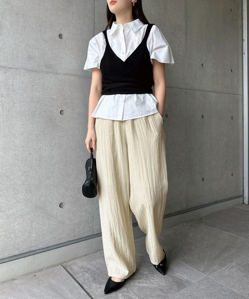 セール】【新色追加】リネンブレンドイージーワイドパンツ（その他