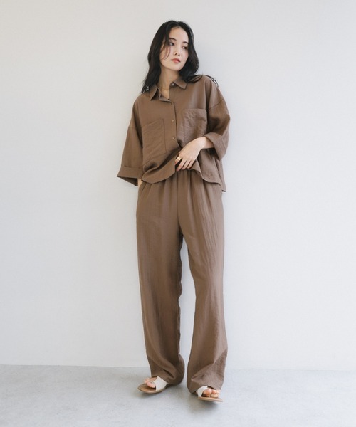 セール】【新色追加】リネンブレンドイージーワイドパンツ（その他