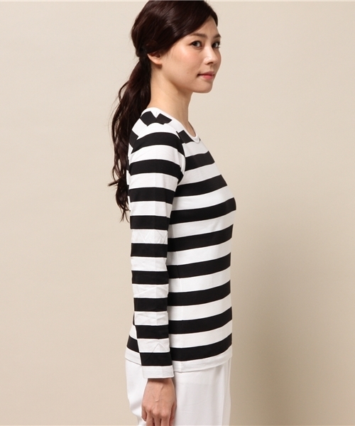 ELFORBR（エルフォーブル）の「天竺ボーダーロングスリーブＴシャツ（Tシャツ/カットソー・レディース・ブラック/ブラック系その他・MEDIUM）」の8枚目の写真