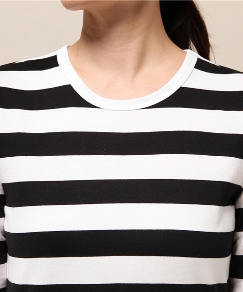 ELFORBR（エルフォーブル）の「天竺ボーダーロングスリーブＴシャツ（Tシャツ/カットソー・レディース・ブラック/ブラック系その他・MEDIUM）」の3枚目の写真