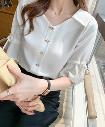 ブラウス レディース ベルスリーブシャツ