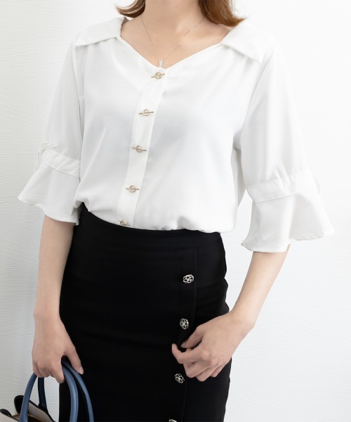 Miniministore(ミニミニストア)の「ブラウス レディース ベルスリーブシャツ(シャツ/ブラウス・レディース・ホワイト・L/M)」の10枚目の写真