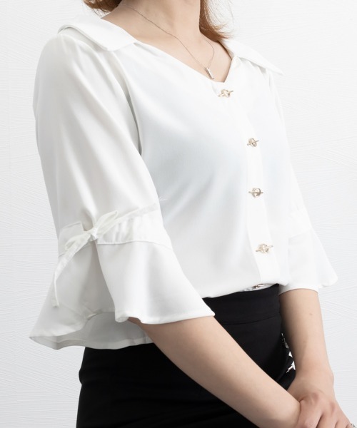 Miniministore(ミニミニストア)の「ブラウス レディース ベルスリーブシャツ(シャツ/ブラウス・レディース・ホワイト・L/M)」の12枚目の写真