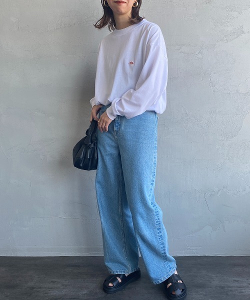 DANTON（ダントン）の「[DANTON/ダントン] スウェットライク ワンポイントロゴロンT（Tシャツ/カットソー・レディース・アイボリー/ホワイト/ブラック・S/M/L）」の5枚目の写真