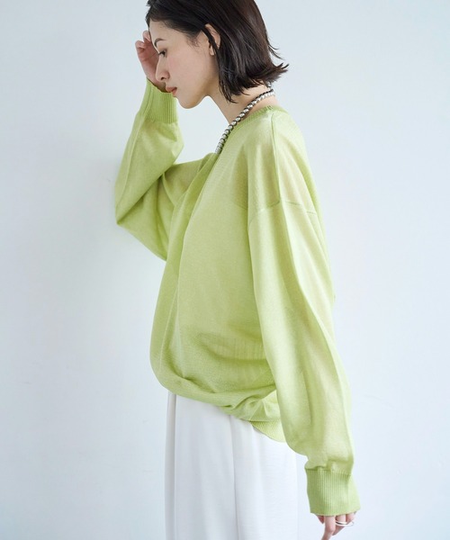 meilmada(メイルマダ)の「メタリックシアープルオーバー(ニット/セーター・レディース・チャコールグレー/ブルー/ホワイト/ライム・FREE)」の7枚目の写真
