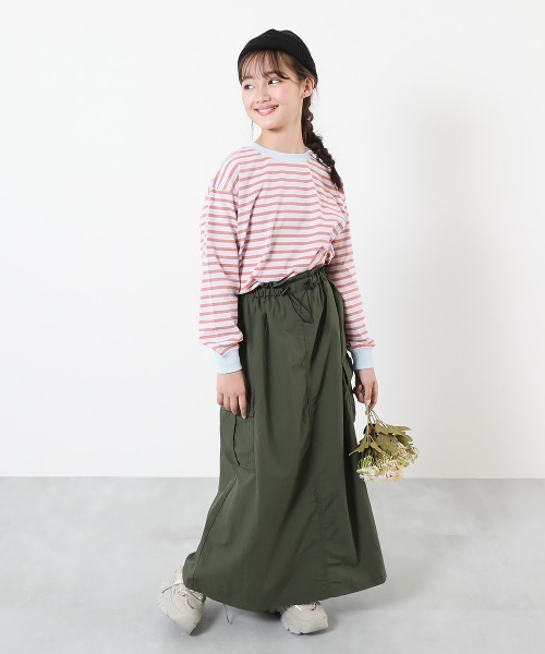 devirock（デビロック）の「ナイロン ロング丈 カーゴスカート（スカート・キッズ・カーキ/ブラック/ライトグレー・150cm/140cm/130cm/120cm/110cm/100cm/160cm）」の7枚目の写真