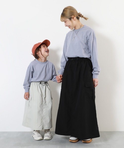 devirock（デビロック）の「ナイロン ロング丈 カーゴスカート（スカート・キッズ・カーキ/ブラック/ライトグレー・150cm/140cm/130cm/120cm/110cm/100cm/160cm）」の8枚目の写真