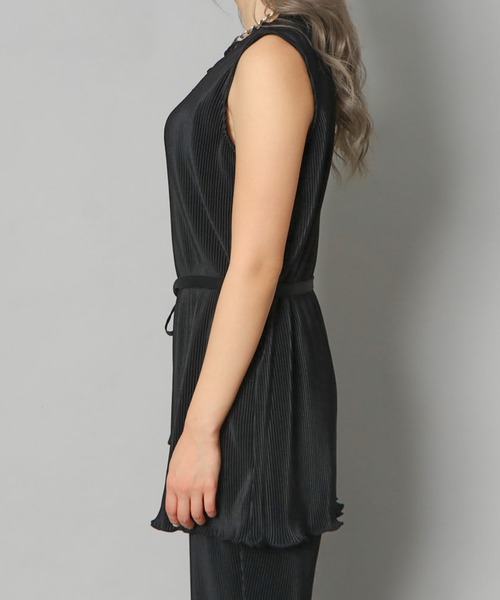 セール】《プリーツ×メロウ》レディース 2点セットアップ ノースリーブ